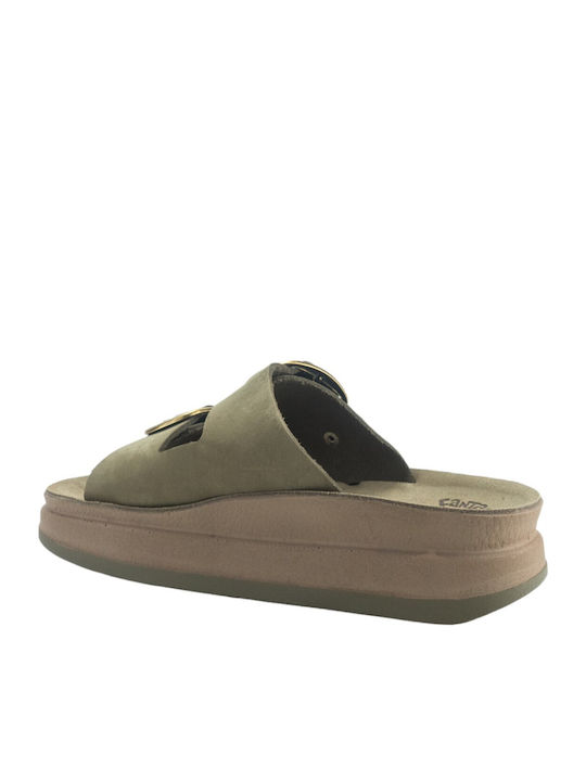 Ζefi Γυναικεία Σανδάλια Flatforms Χακί