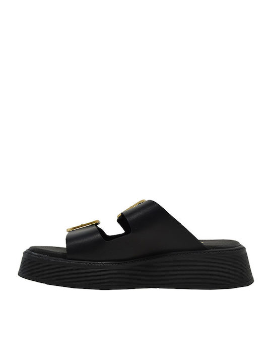 Leather Women's Flat Sandals Black