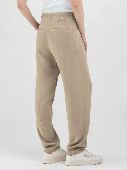 Replay Women's Fabric Trousers in Carrot Fit Ecru