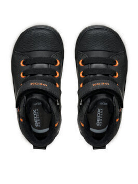B Gisli Leather Kids Boots with Velcro Black