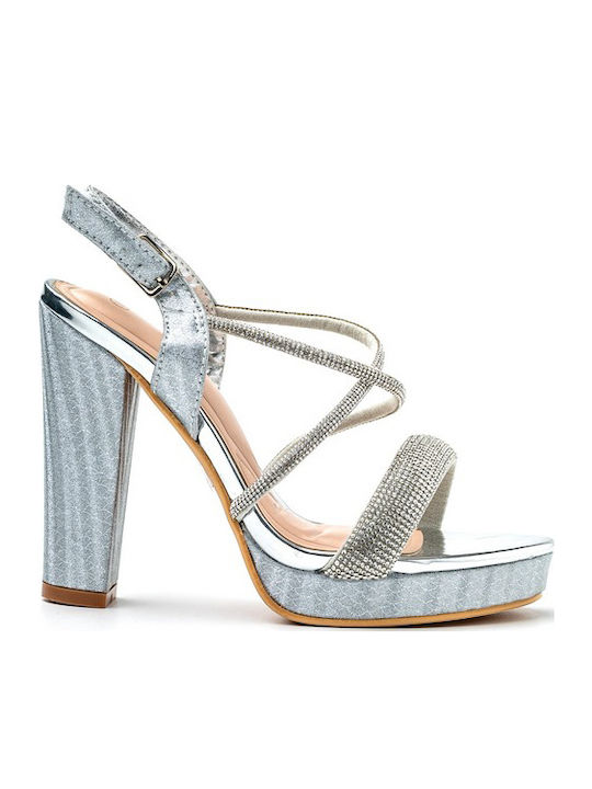 Sandals with Strass Silver