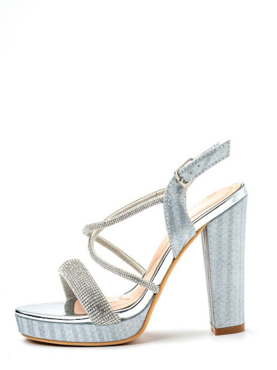 Sandals with Strass Silver