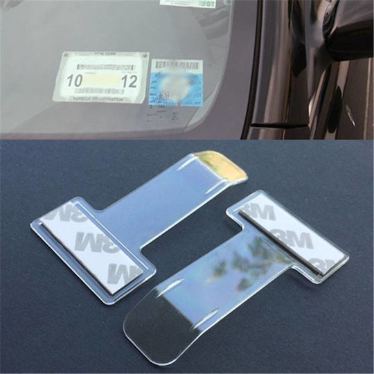 Set 2 Car Parking Ticket Holders Zola Plastic 7.4x3.95x0.1 Cm White