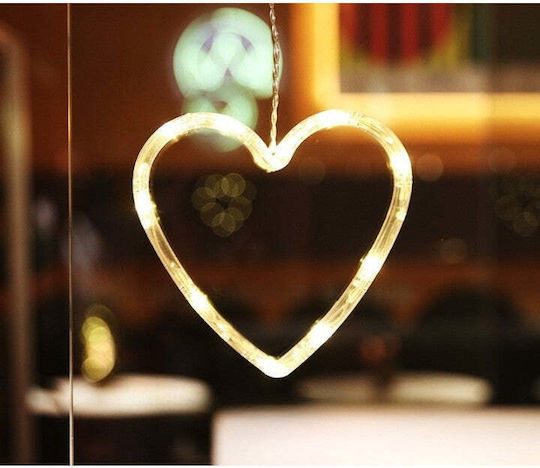 Hanging Heart Ornament Plastic Illuminated White 16.5x13cm