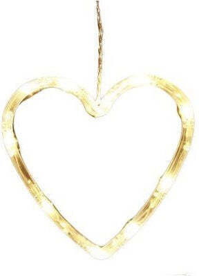 Hanging Heart Ornament Plastic Illuminated White 16.5x13cm