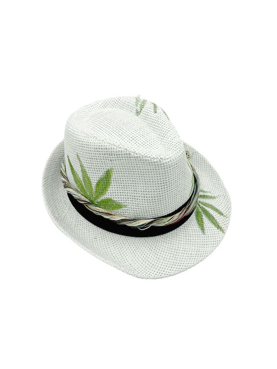 LiebeQueen Wicker Women's Fedora Hat White