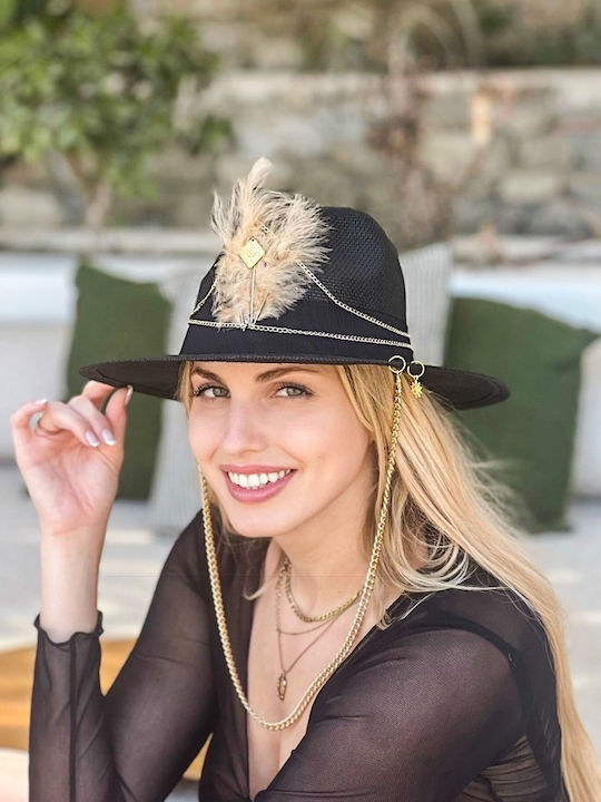 LiebeQueen Wicker Women's Hat Black
