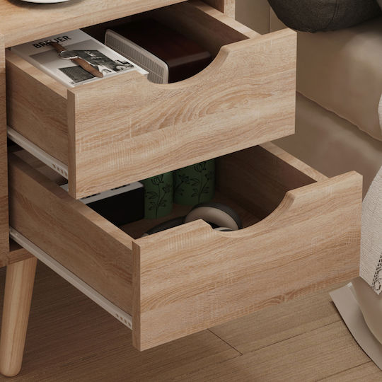 Bedside Table Dinkl Wooden Beige 29.7x29.7x45cm