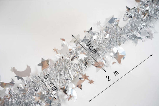 Weihnachtliche Girlande Plastik Silber 200x5cm 1Stück