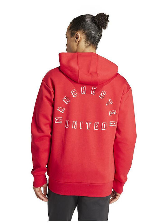 Adidas Herren Sweatshirt Jacke mit Kapuze und Taschen Rot