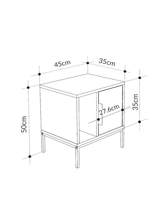 Bedside Table Glynn Wooden Beige 45x35x50cm GP037-0233 1