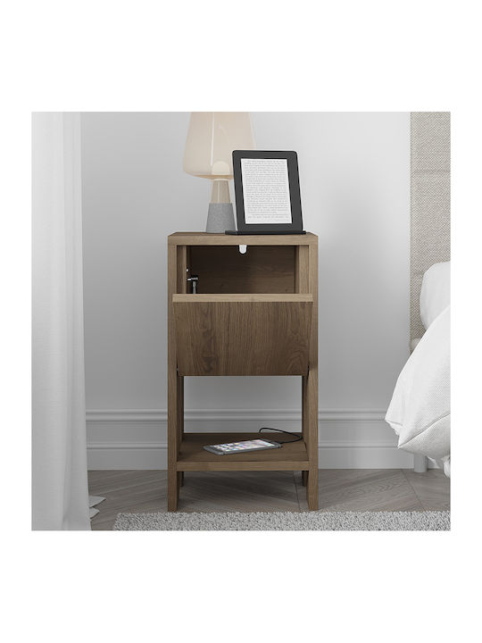 Bedside Table Ema Wooden Brown 30x30x55cm