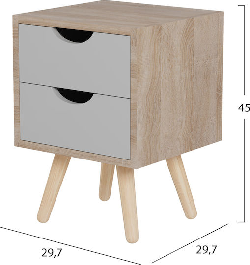 Κομοδίνο Dinkl Ξύλινο Μπεζ 29.7x29.7x45cm