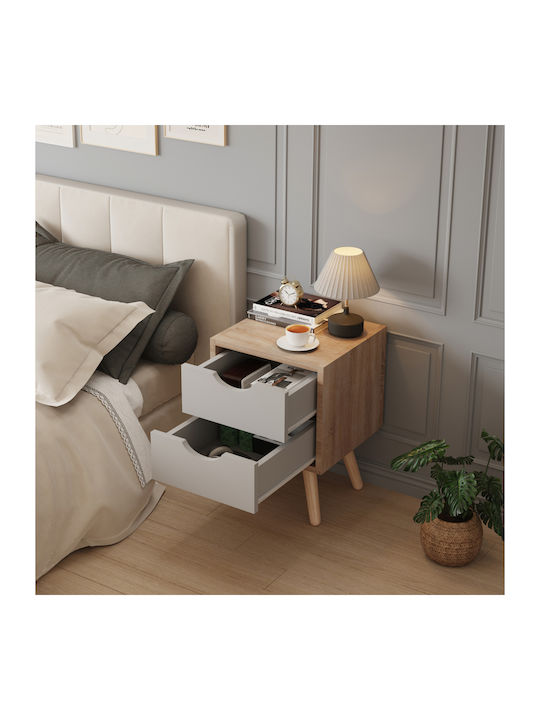 Bedside Table Dinkl Wooden Beige 29.7x29.7x45cm