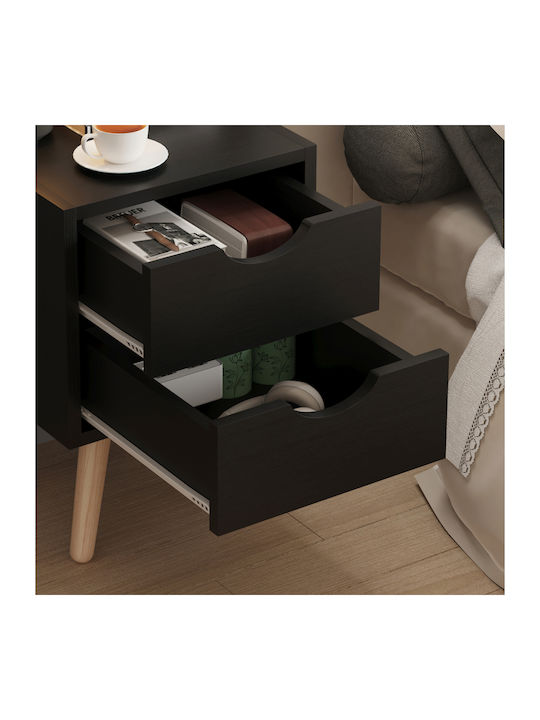 Bedside Table Dinkl Wooden Brown 29.7x29.7x45cm