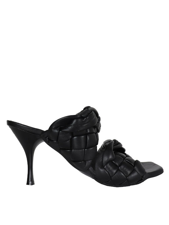 koniaris Heel Leather Mules Black