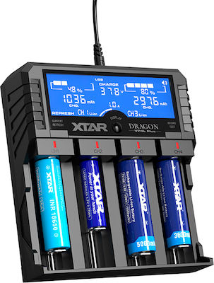 XTAR VP4L Plus Dragon Charger 4 Batteries Li-ion/Ni-Cd/Ni-MH Size AA/AAA/D/18650/16340/26650/14500