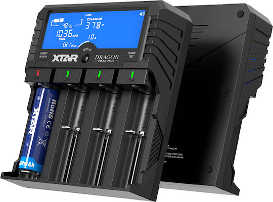 XTAR VP4L Plus Dragon Φορτιστής 4 Μπαταριών Li-ion/Ni-Cd/Ni-MH Μεγέθους AA/AAA/D/18650/16340