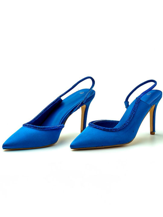 Synthetic Leather Stiletto Blue High Heels