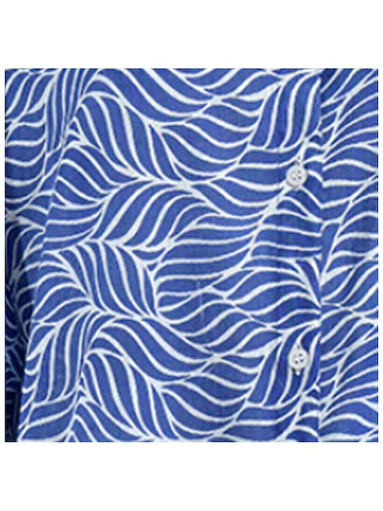 Ble Resort Collection Πουκαμισα Women's Caftan Beachwear Blue