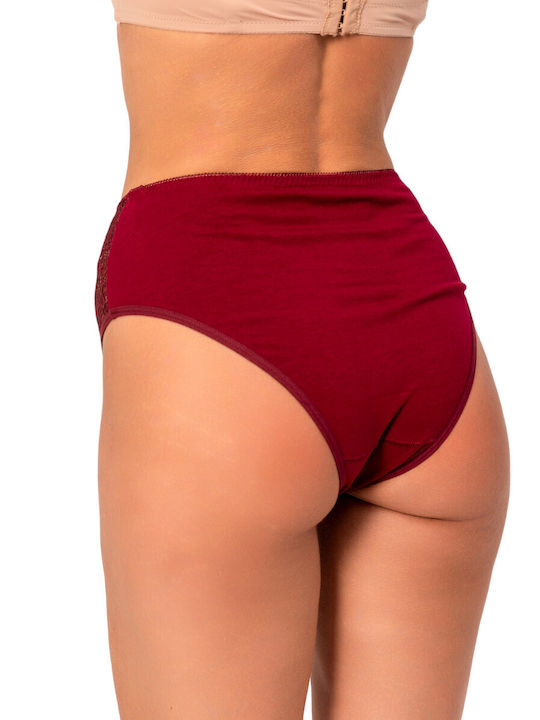 Avangard Cotton High-waisted Women's Slip with Lace Bordeaux