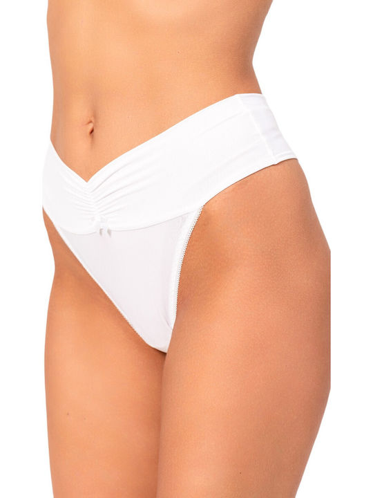 High-waisted Women's Brazil with Lace White