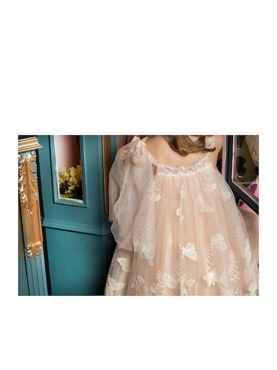 Dolce Bambini Розова Рокля За Кръщене От Дантела