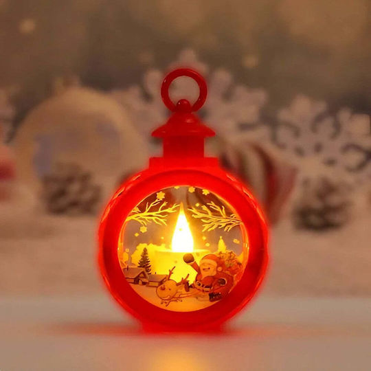 Crăciun Sticlos Lampion Roșu 13.5x9cm.