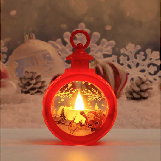 Crăciun Sticlos Lampion Roșu 13.5x9cm.