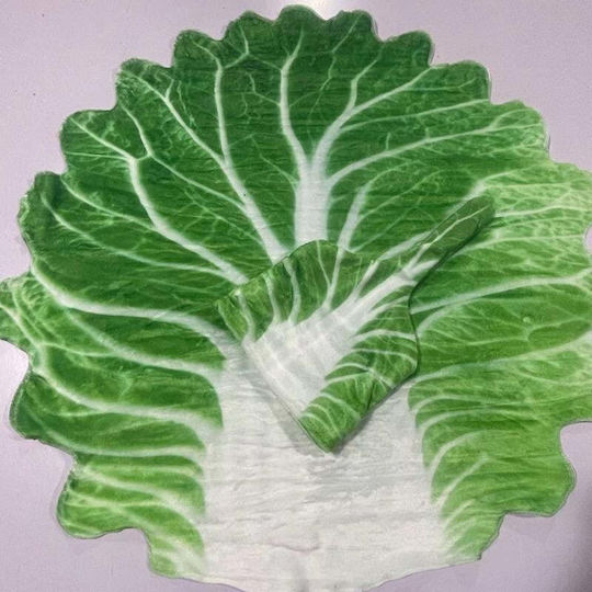 Păturică din flanelă și set cu pălărie Flippy în formă de frunză de salată pentru nou-născuți, material din poliester, 85 cm, verde