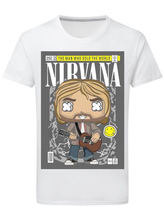 Pop Culture Θεματική Μπλούζα με Στάμπα Nirvana Λευκή