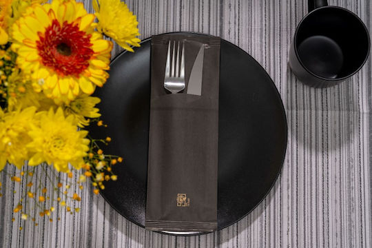 PaperQ Tacâmuri din hârtie Plain Smile Slim Line Șervețel Luxury 2F Neagră 25x8.5cm. buc