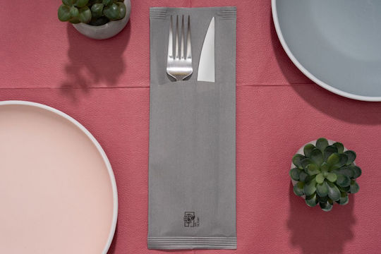 PaperQ Besteck Papier Plain Smile Slim Line Serviette Luxus 2F Gray 25x8.5cm Stück