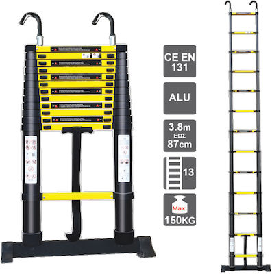 Helix Telescopic Ladder Aluminum 13 of Steps with Maximum Height 3.8m 75831014