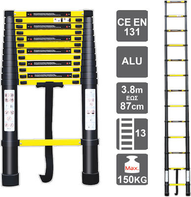 Helix Telescopic Ladder Aluminum 13 of Steps with Maximum Height 3.8m 75831013