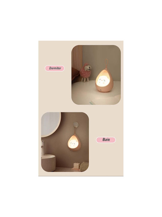Portable Night Light 2 Operating Modes Flippy Non-toxic Silicone Usb Rechargeable Motion Sensor Pink Bunny