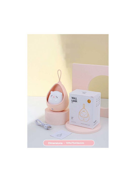 Portable Night Light 2 Operating Modes Flippy Non-toxic Silicone Usb Rechargeable Motion Sensor Pink Bunny