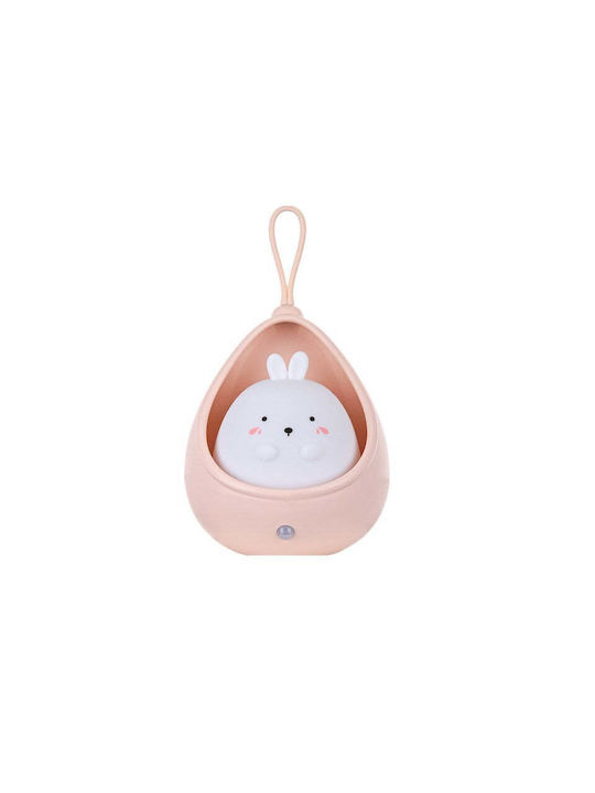 Portable Night Light 2 Operating Modes Flippy Non-toxic Silicone Usb Rechargeable Motion Sensor Pink Bunny