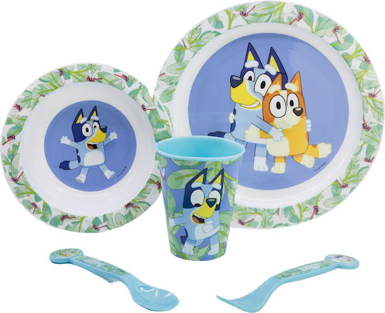 Stor Feeding Set Bluey made of Plastic Light Blue 5pcs