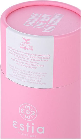 Estia Travel Flask Lite Save the Aegean Ανακυκλώσιμο Μπουκάλι Θερμός Ανοξείδωτο BPA Free 500ml Blossom Rose