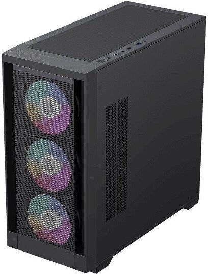 GameMax Defender Mesh Gaming Mini Tower Computer Case with Side Window and RGB Lighting Black