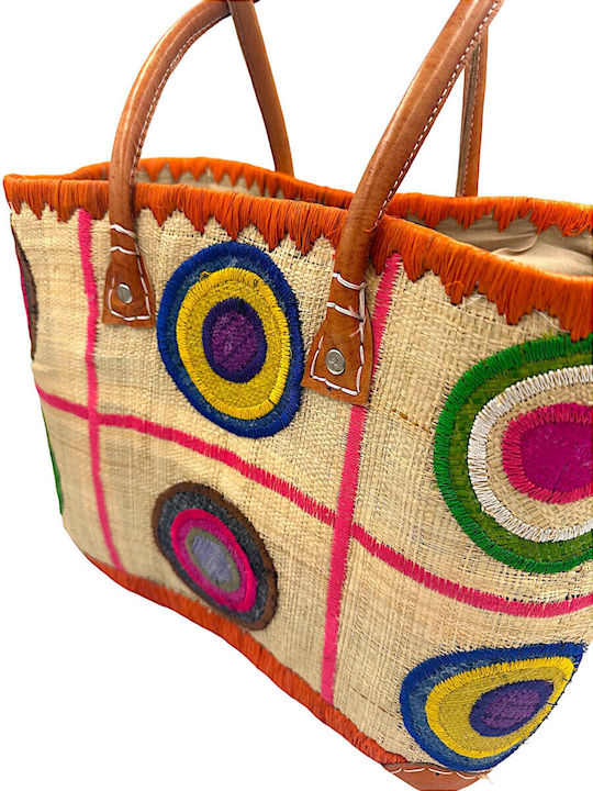 Mohicans Black Line Straw Beach Bag Beige