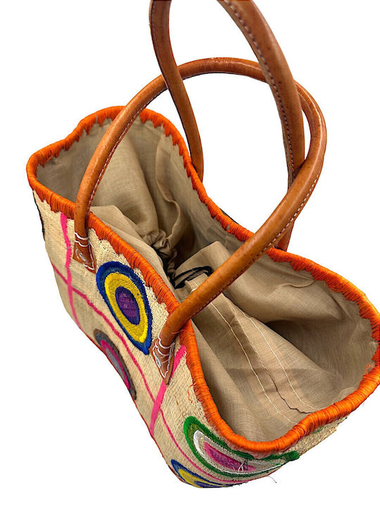 Mohicans Black Line Straw Beach Bag Beige