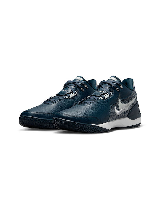 Nike LeBron NXXT Gen AMPD Low Basketball Shoes Armory Navy / Sail / Metallic Silver / Light Silver