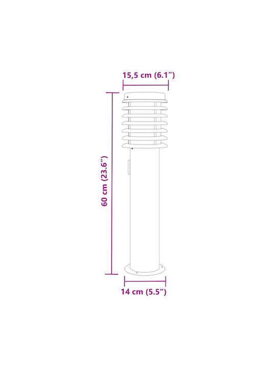 vidaXL Outdoor Floor Lamp Small Post 40W IP44 for E27 Socket Silver