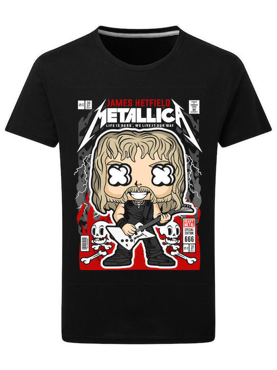 Pop Culture Θεματική Μπλούζα με Στάμπα Metallica Μαύρη