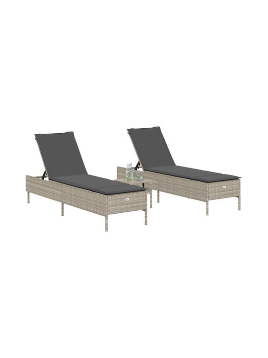 Ξαπλώστρα Rattan με Μαξιλάρι 2τμχ 198x55x39εκ.