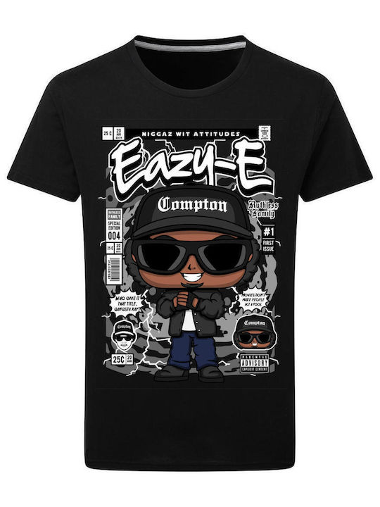 Pop Culture Eazy E Θεματική Μπλούζα με Στάμπα Μαύρη