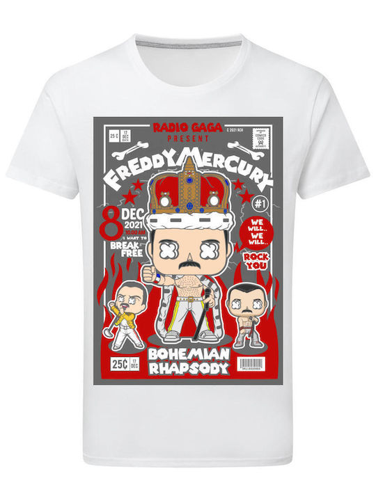 Pop Culture Freddy Mercury (2) T-shirt White