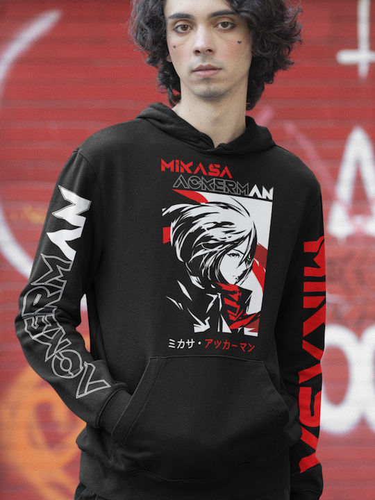 Mikasa Attack on Titan Hoodie Black